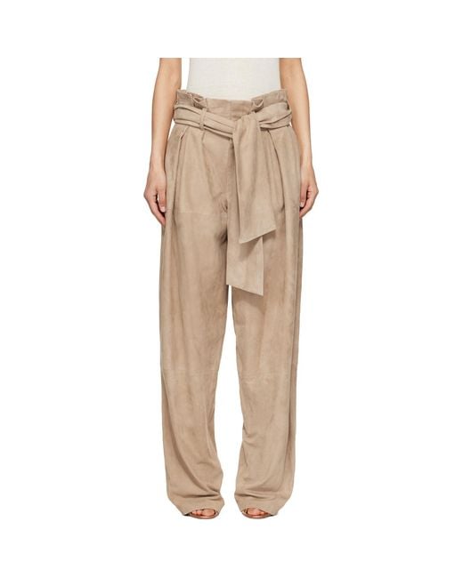 Balmain Natural Suede High-Waisted Trousers