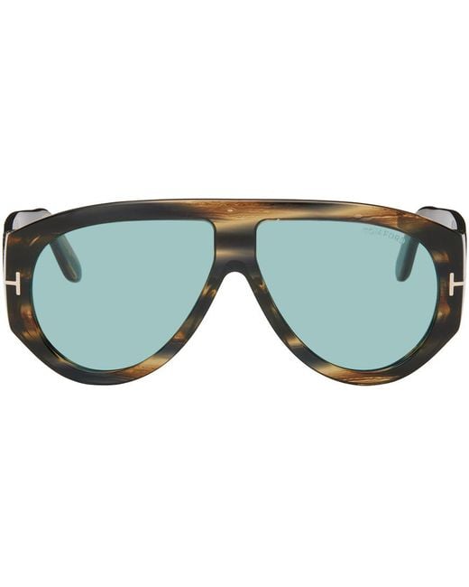 Tom Ford Green Tortoiseshell Bronson Sunglasses for men