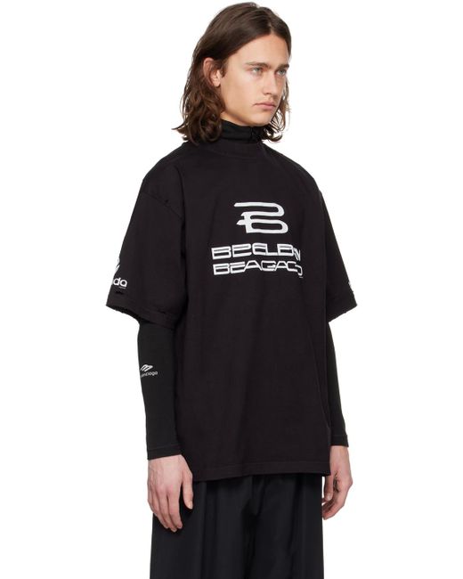 T-shirt noir à logos modifiés Balenciaga pour homme en coloris Black