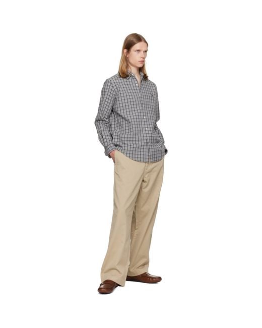 Polo Ralph Lauren Gray Classic Fit Plaid Brushed Oxford Shirt for men