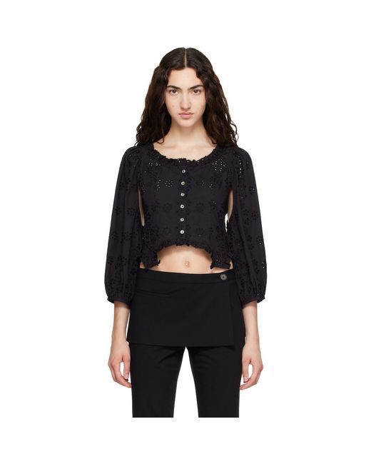 Sandy Liang Black Palisade Blouse