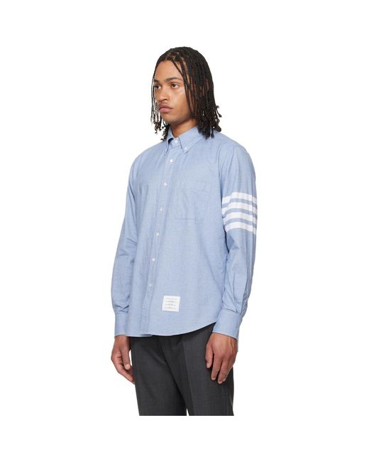 Thom Browne Blue Flannel 4-Bar Shirt for men