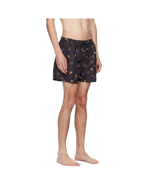 Paul Smith Black 'Cherries' Swim Shorts for men