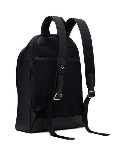 Paul Smith Black Leather 'Signature Stripe' Trim Backpack for men