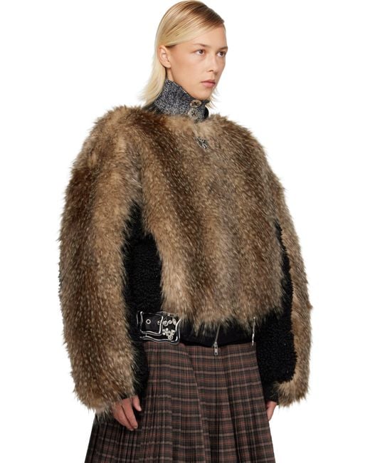 Chopova Lowena Brown French Kiss Faux-Fur Bomber Jacket