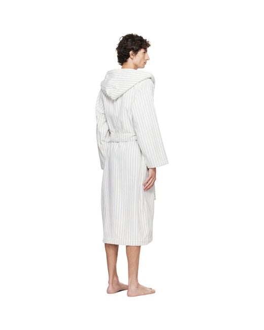 Tekla White Terry Hooded Bathrobe for men