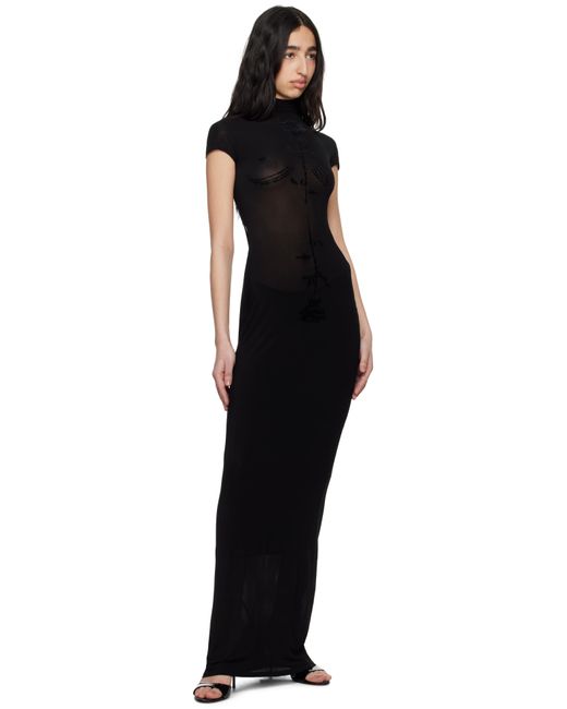 Jean Paul Gaultier Black Light Viscose Jersey Sleeveless Maxi Dress