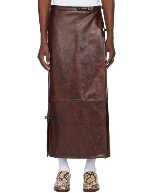Acne Brown Long Leather Maxi Skirt for men