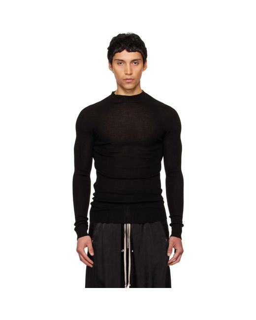 Rick Owens Black Temple Ribbed Tabard Turtleneck for men