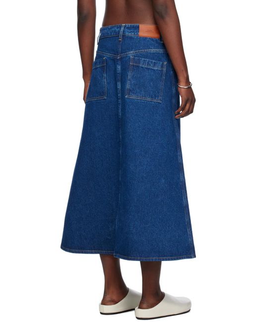 Studio Nicholson Blue Indigo A-line Denim Maxi Skirt