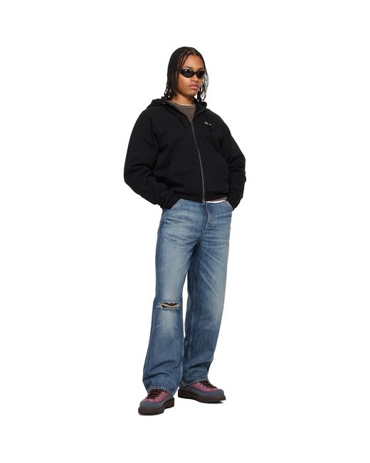 Dime Black Cursive Small Logo Zip Hoodie for men