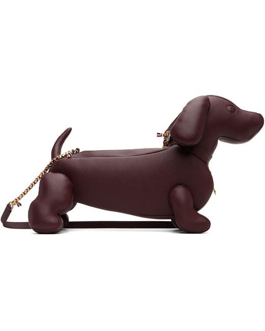 Thom Browne Purple Burgundy Soft Pebble Grain Leather Mini Hector Bag