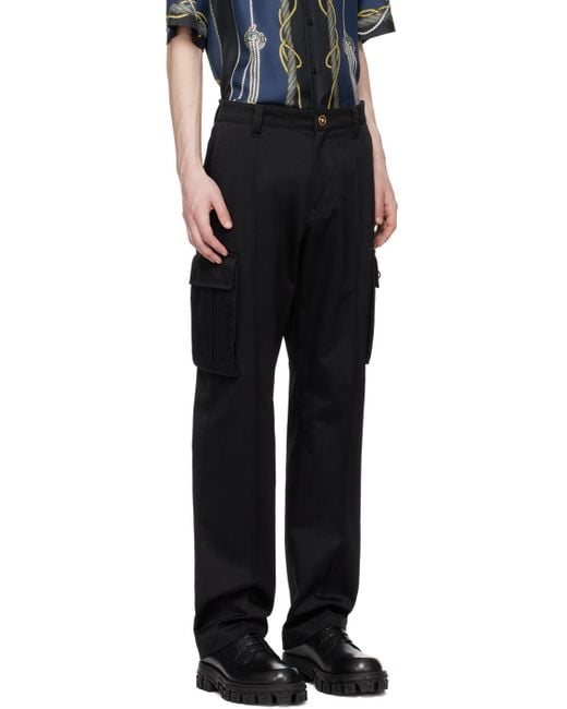 Versace Black Hardware Cargo Pants for men