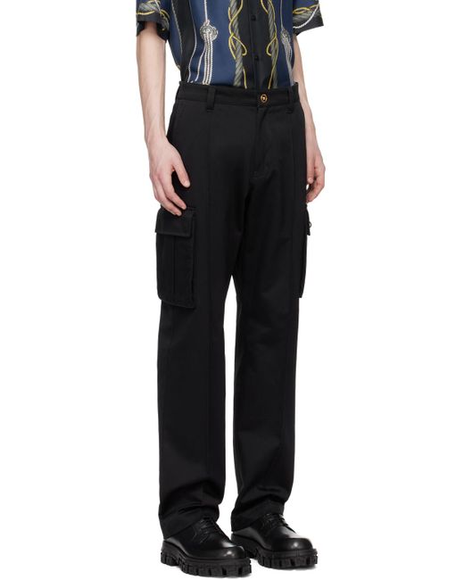 Pantalon cargo noir à ferrures Versace pour homme en coloris Black