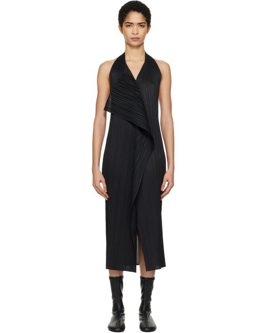 Pleats Please Issey Miyake Black Monthly Colors November Maxi Dress
