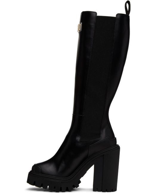 Dolce & Gabbana Black 90mm Logo-plaque Slip-on Boots