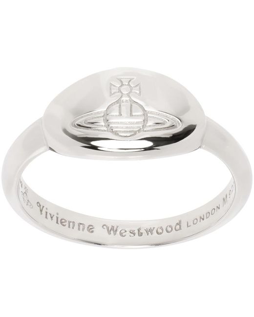 Vivienne Westwood White Silver Tilly Ring for men