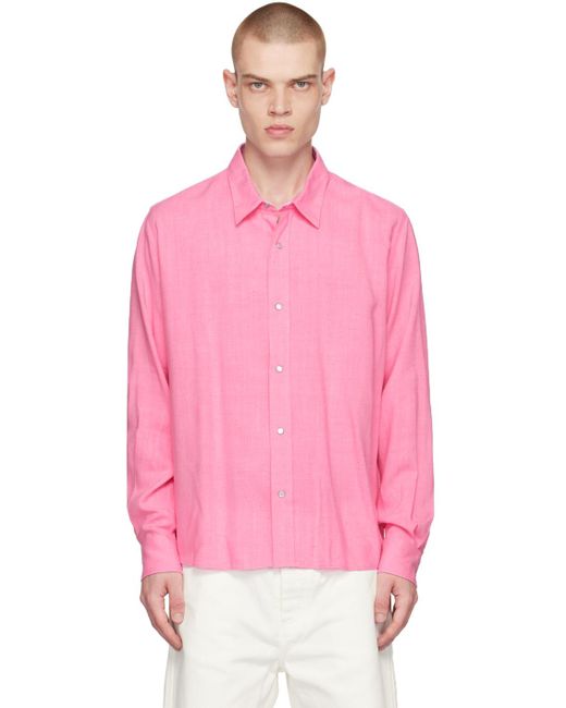 AMI Pink Press-stud Shirt for men