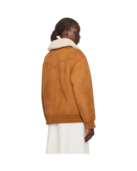 Stand Studio Orange Tan Lillee Faux-shearling Jacket