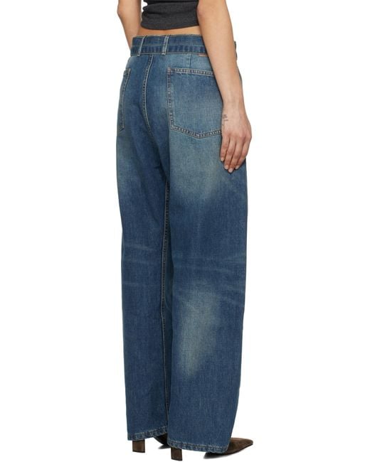 Magda Butrym Blue Belted Loose Leg Jeans