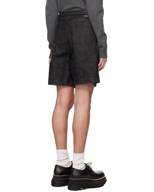 Sacai Black Belted Denim Shorts for men