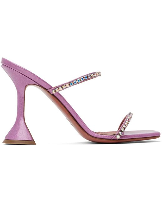 AMINA MUADDI Black Pink Gilda Slipper Heeled Sandals