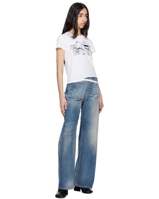 MM6 by Maison Martin Margiela ブルー ツイスト ワイドレッグジーンズ Blue