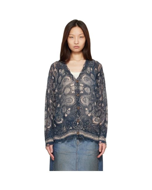 R13 Gray Printed Boyfriend Cardigan