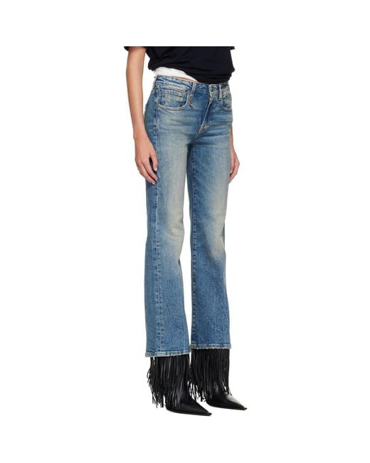 R13 Blue Joan Cropped Flare Jeans