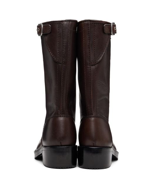 Dries Van Noten Brown Leather Biker Boots