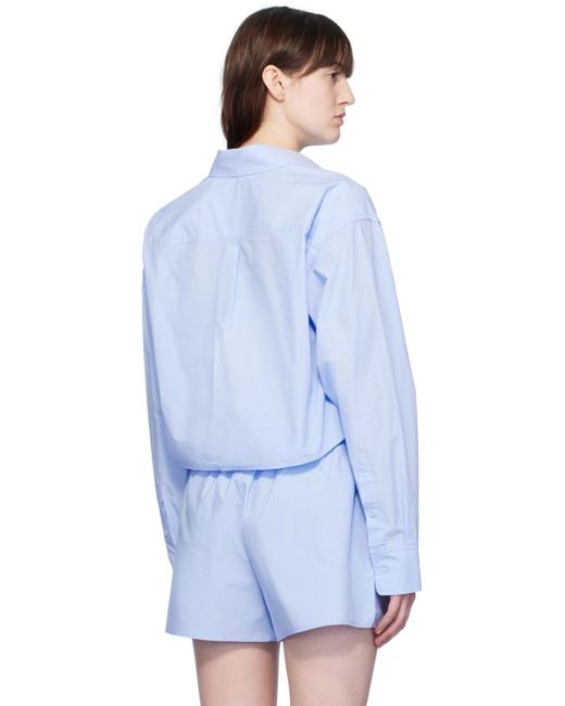Chemise écourtée bleue T By Alexander Wang en coloris White