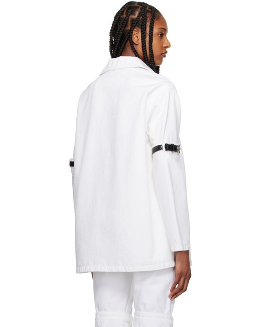 Chemise blanche en denim à ceinture aux manches Coperni en coloris White