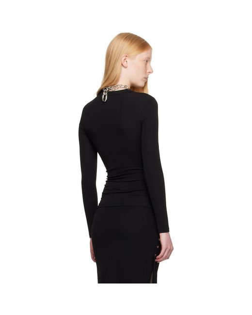 Rabanne Black Drapé Pression Jersey Top