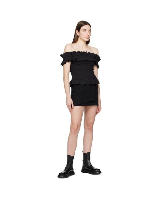Ganni Black Wrap Miniskirt