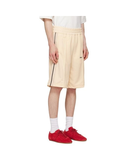 Palm Angels Natural Off- Classic Logo Track Shorts for men