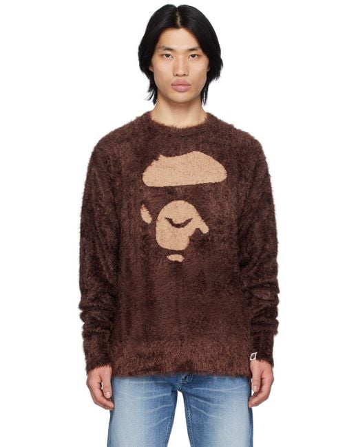 A Bathing Ape Brown Ape Face Sweater for men