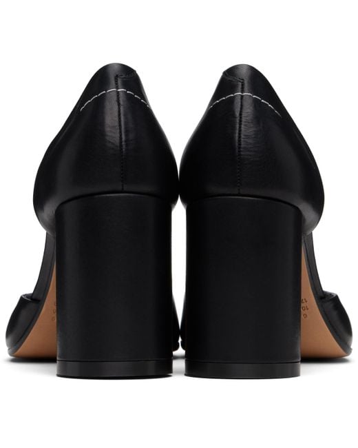 MM6 by Maison Martin Margiela Black Shiny Vegetable Tanned Leather Court Heels