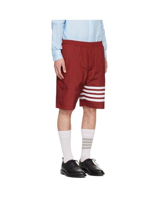 Thom Browne Red Thom E Ripstop 4-bar Track Shorts for men