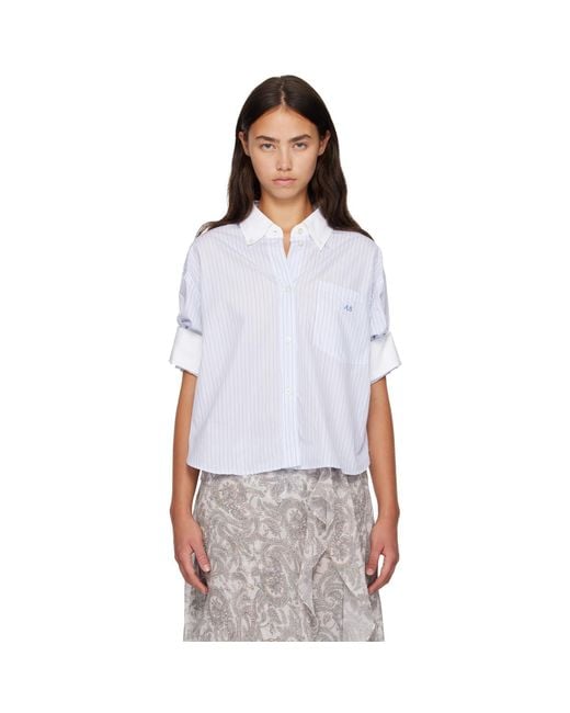 Acne White Pinstripe Button-Up Shirt