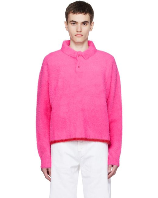 Jacquemus Pink Polo Neve Brushed-knit Sweater for men