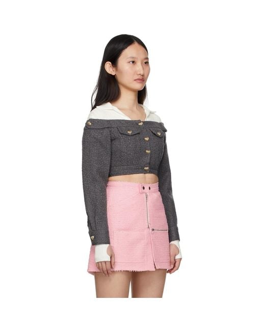 BONBOM Black Cropped Off Shoulder Jacket