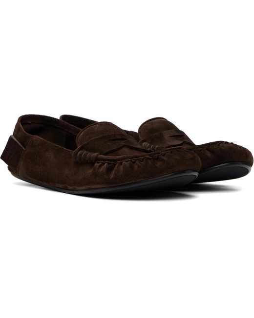 Acne Black Suede Saddle Loafers for men