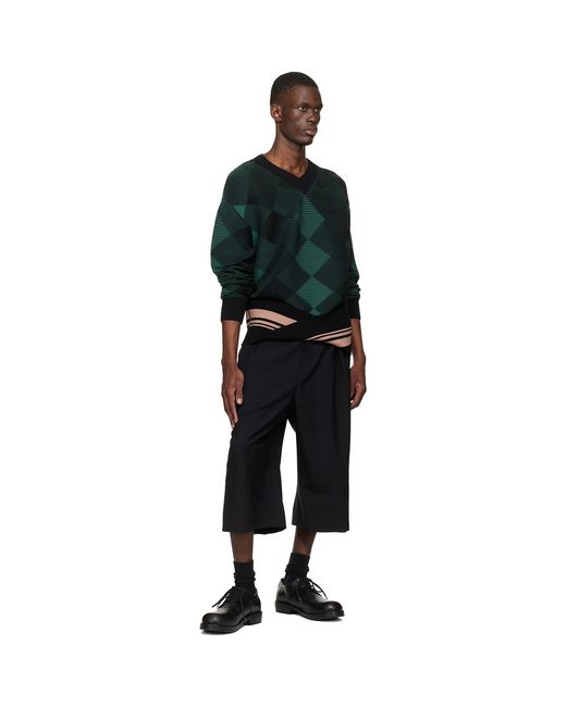 Dries Van Noten Black Argyle Sweater for men