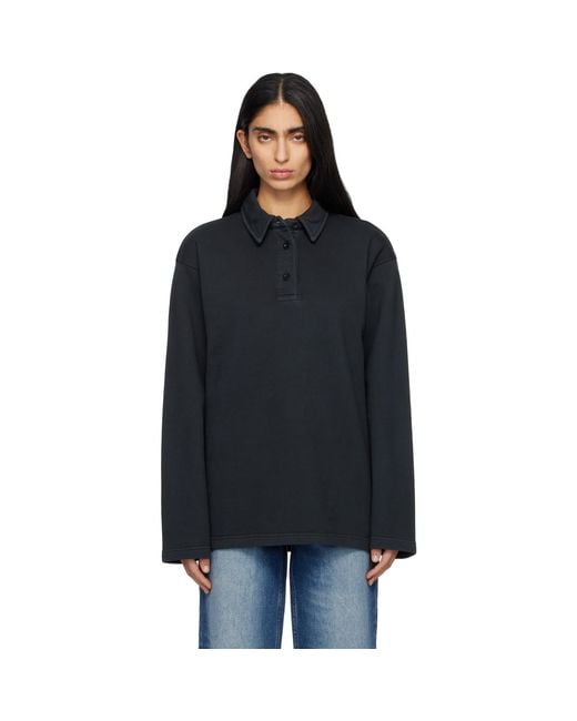 A.P.C. Black Long-Sleeve Polo