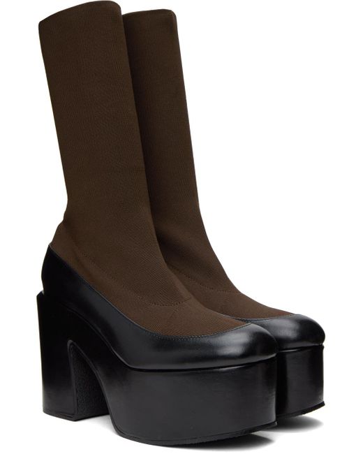 Dries Van Noten Ssense Exclusive Brown & Black Platform Sock Boots