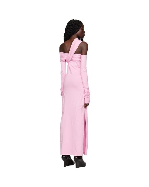 MSGM Pink Twist Midi Dress
