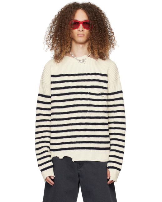 Marni Black Off-white Striped Sweater for men