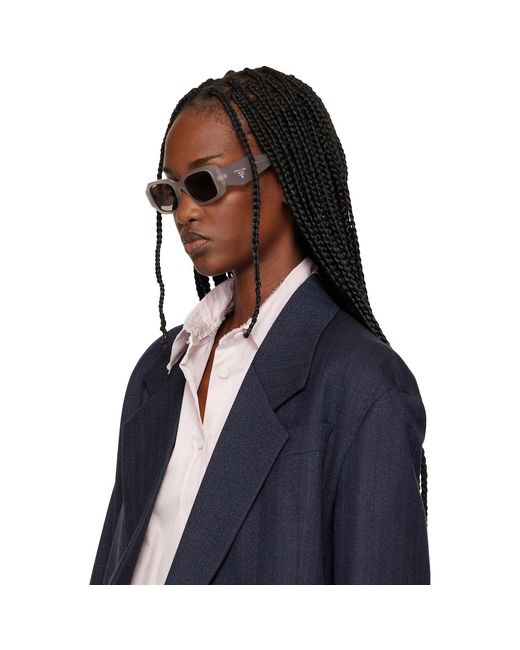 Prada Black Symbole Rectangle Acetate Sunglasses