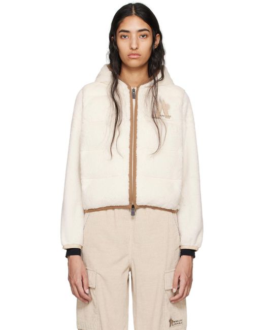 Moncler オフホワイト ロゴパッチ ダウンジャケット Natural