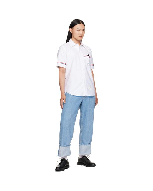 Thom Browne White Straight Fit Oxford Shirt for men